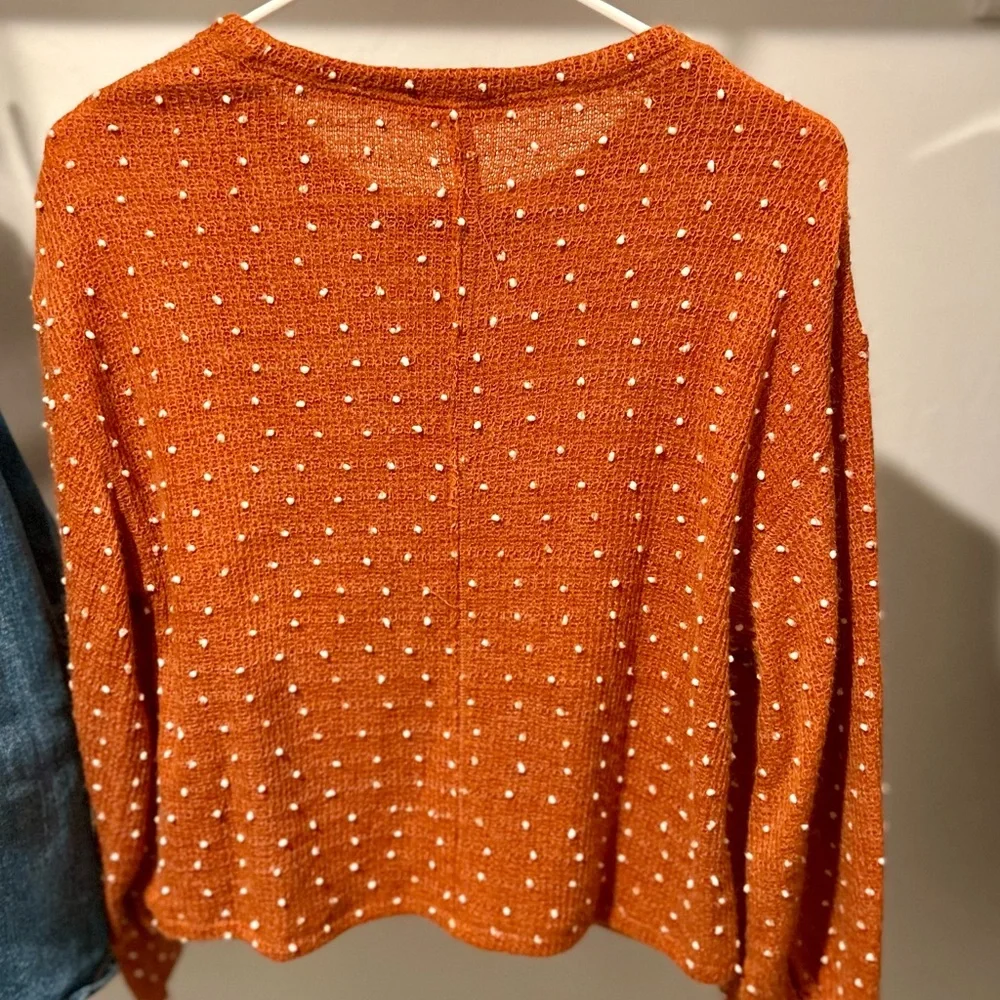 Altar'd State Rust Sweater with Cream Accents - Picture 2 of 3